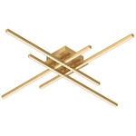 Vega Minor Semi Flush Ceiling Light - Brushed Gold / Opal