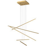 Vega Minor Square Multi Light Pendant - Brushed Gold / Opal