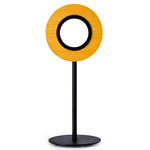 Lens Circular Table Lamp - Matte Black / Yellow Wood