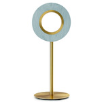 Lens Circular Table Lamp - Gold / Sea Blue Wood