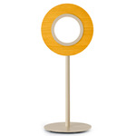 Lens Circular Table Lamp - Matte Ivory / Yellow Wood