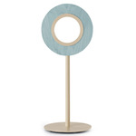 Lens Circular Table Lamp - Matte Ivory / Sea Blue Wood