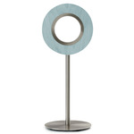 Lens Circular Table Lamp - Matte Nickel / Sea Blue Wood
