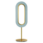 Lens Oval Table Lamp - Gold / Sea Blue Wood