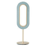 Lens Oval Table Lamp - Matte Ivory / Sea Blue Wood