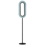 Lens Oval Floor Lamp - Matte Black / Sea Blue Wood