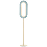 Lens Oval Floor Lamp - Matte Ivory / Sea Blue Wood