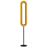 Lens Super Oval Floor Lamp - Matte Black / Yellow Wood