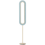 Lens Super Oval Floor Lamp - Matte Ivory / Sea Blue Wood