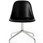 Harbour Upholstered Swivel Side Chair - Polished Aluminum / Dakar Black Leather