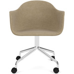 Harbour Upholstered Armchair with Casters - Polished Aluminum / Beige Boucle