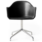 Harbour Swivel Armchair - Polished Aluminum / Dakar Black Leather