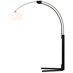Morelli Arc Floor Lamp - Satin Nickel / Black / White