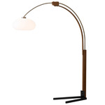 Morelli Arc Floor Lamp - Brass / Walnut / White
