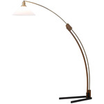 Melmar Arc Floor Lamp - Weathered Brass / White