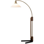 Melmar Chairside Arc Floor Lamp - Weathered Brass / White