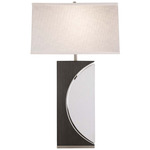 Half Moon Table Lamp - Charcoal / White Linen