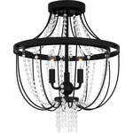 Adelaide Semi Flush Ceiling Light - Matte Black / Crystal