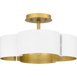 Balsam Semi Flush Ceiling Light - Gold / White