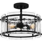 Fortress Semi Flush Ceiling Light - Earth Black / Clear