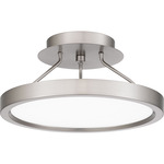 Outskirts Semi Flush Ceiling Light - Brushed Nickel / White