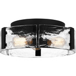 Angora Ceiling Light Fixture - Matte Black / Clear Hammered