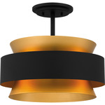 Hagley Semi Flush Ceiling Light - Earth Black / Gold