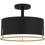 Chalfont Semi Flush Ceiling Light - Matte Black / Gold