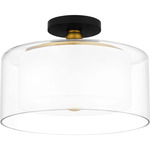 Rowland Semi Flush Mount - Matte Black / Clear