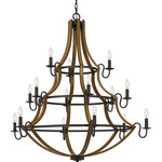 Shire Chandelier - Rustic Black / Faux Wood Grain