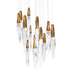 Kindjal Color-Select Round Multi Light Pendant - Aged Brass / Crystal