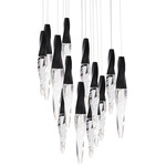 Kindjal Round Multi Light Pendant - Black / Crystal