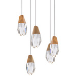 Martini Color-Select Round Multi Light Pendant - Aged Brass / Optic Crystal