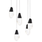 Martini Color-Select Round Multi Light Pendant - Black / Optic Haze Quartz