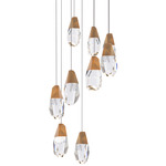 Martini Color-Select Round Multi Light Pendant - Aged Brass / Optic Crystal