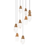 Martini Color-Select Round Multi Light Pendant - Aged Brass / Optic Haze Quartz