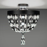Bali Semi Flush Ceiling Light - Black / Optic Crystal