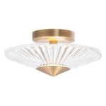 Origami Semi Flush Ceiling Light - Aged Brass / Heritage Crystal