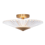 Origami Semi Flush Ceiling Light - Aged Brass / Heritage Crystal