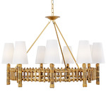 Nevis Chandelier - French Gold / Bamboo / White
