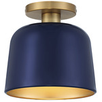 Abigail Ceiling Light Fixture - Natural Brass / Navy Blue