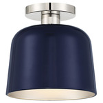Abigail Ceiling Light Fixture - Polished Nickel / Navy Blue