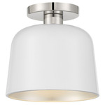 Abigail Ceiling Light Fixture - Polished Nickel / White