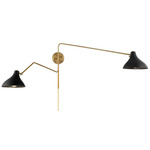 Adriana Swing-arm Plug-in Wall Sconce - Natural Brass / Matte Black