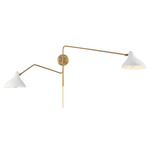 Adriana Swing-arm Plug-in Wall Sconce - Natural Brass / White
