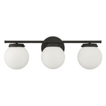 Tina 3 Light Bathroom Vanity Light - Matte Black / Opal