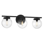 Tina 3 Light Bathroom Vanity Light - Matte Black / Clear