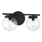 Tina 2 Light Bathroom Vanity Light - Matte Black / Clear