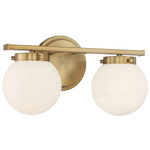 Tina 2 Light Bathroom Vanity Light - Natural Brass / Opal