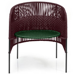 Caribe Chic Lounge Chair - Black / Black Red Backrest/ Moss Green Seat